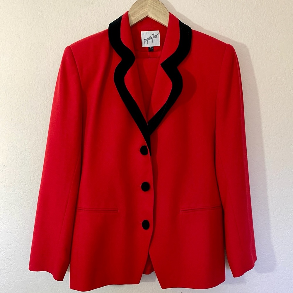 Vintage Red and Velvet Black Skirtsuit